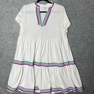 Crown & Ivy white whimsical tier nautical dress size large excellent condition